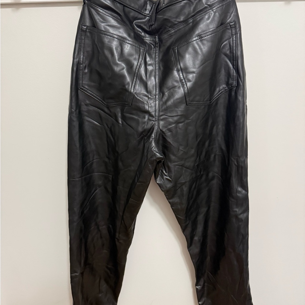Abercrombie & Fitch Black Leather-Trimmed Pants - Picture 4 of 4